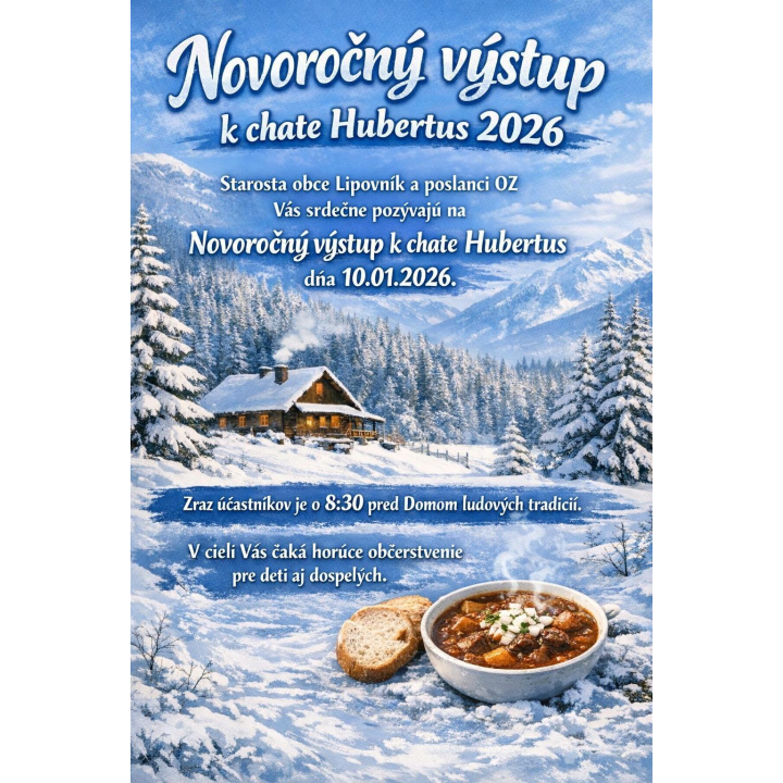 Menšia fotka pre článok Novoročný výstup k chate Hubertus 2026 - Újévi túra a Hubertusz vadászházhoz 2026