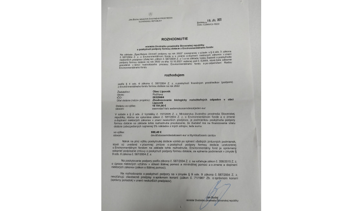 Rozhodnutie ministra životného prostredia SR