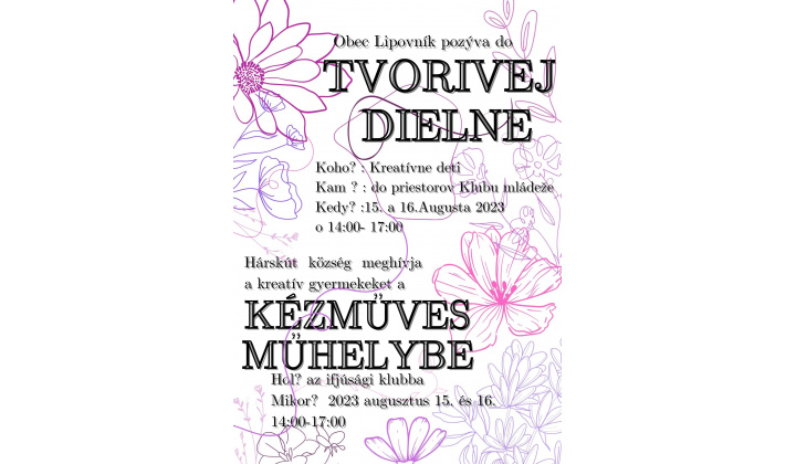 Tvorivé dielne 2023-Kézműves műhely 2023