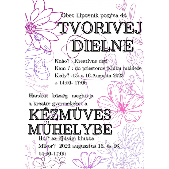 Tvorivé dielne 2023-Kézműves műhely 2023